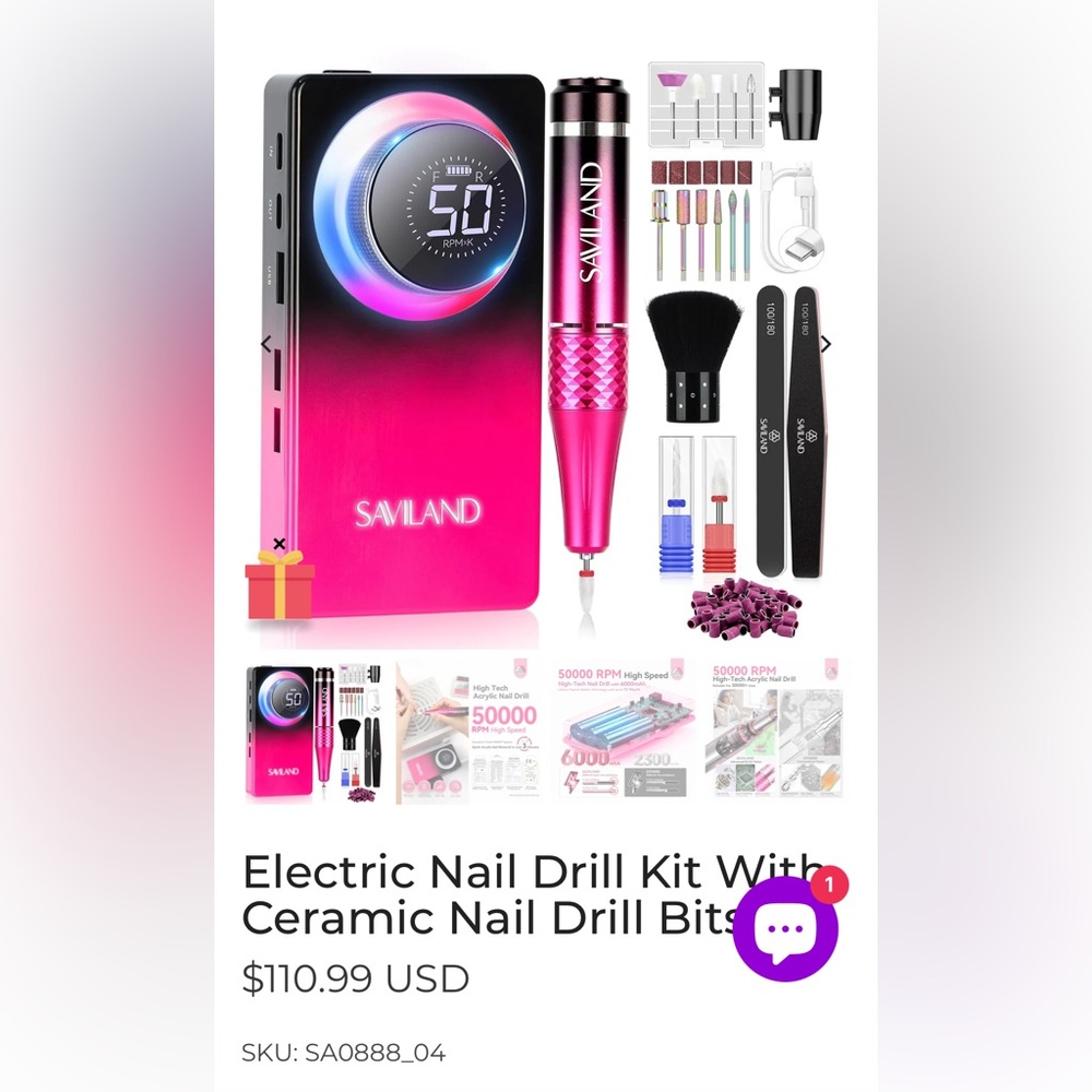 Saviland Ombré 2025 black and pink electric nail drill LIKE NEW!